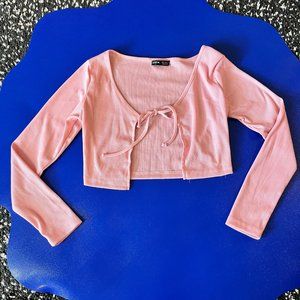 Pink Tie Front Cardigan